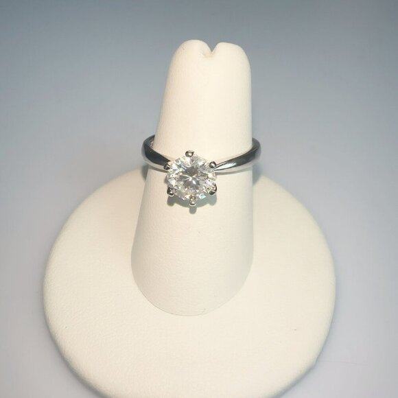 Moissanite Solitaire Engagement Ring Silver Band Size 6 With GRA Certification - Picture 2 of 8